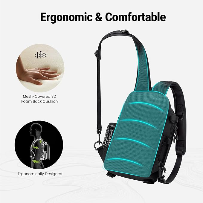 Piscifun Fishing Backpack with Rod Holder, Lightweight Sling Bag Storge Gear - Image 4