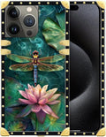 Compatible with iPhone 16 Pro Max Case, Colourful Dragonfly Pink Lily Pads by Unknown