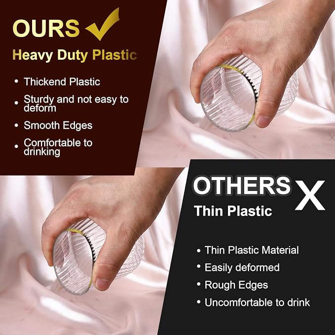 Lueumxc 40 Pack Plastic Ribbed Wine Glasses, 14Oz Origami Disposable Wine - Image 2