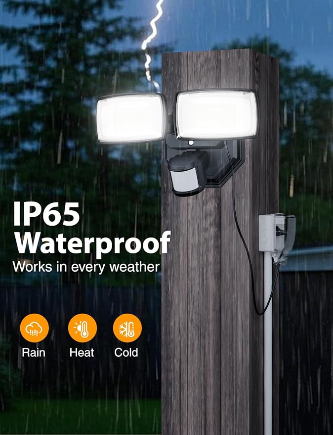 Onforu 32W Plug in Motion Sensor Lights Outdoor, 3200LM Motion Flood Light Dusk - Image 7