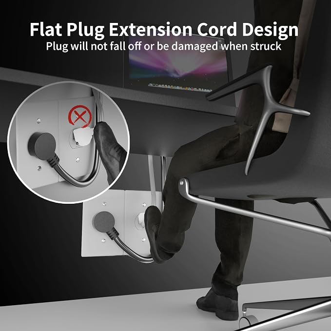 HUANCHAIN 14 Gauge 15 FT Flat Plug Extension Cord Black Indoor Outdoor - Image 5
