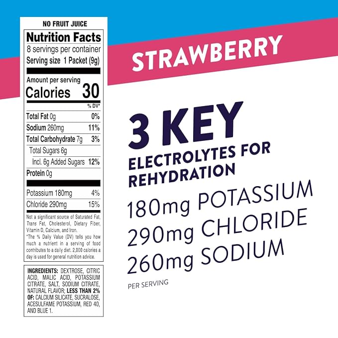Pedialyte Fast Hydration Electrolyte Powder Packets, Strawberry, Hydration Drink - Image 2