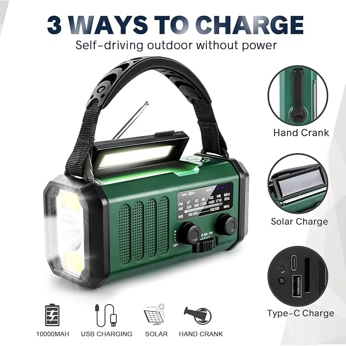 Hand Crank Emergency Radio, NOAA Weather Radio - Image 4