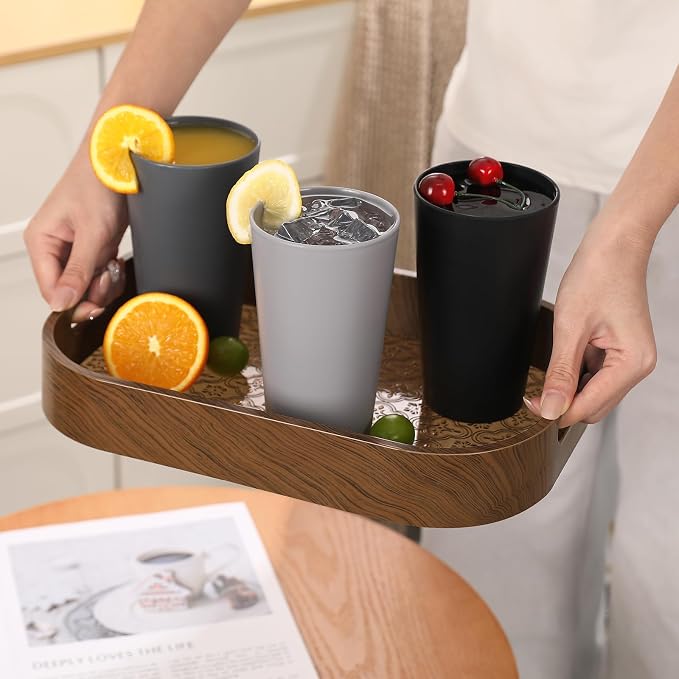 24 Pcs Unbreakable Plastic Cups Set, 20 oz Reusable Plastic Cups, Stackable - Image 7