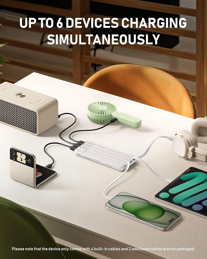 charmast Portable Charger with Built in Cables, 10000mAh Slim Power Bank - Image 2