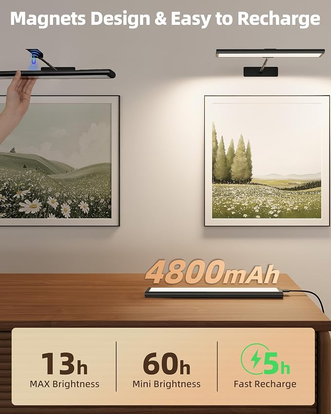 EZVALO Picture Light for Wall, 4800mAh Rechargeable Wireless Battery Lights for - Image 5