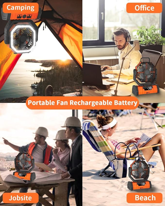 ADUST Camping Fan - 20000mAh Battery Powered Fan Battery Operated Rechargeable - Image 8