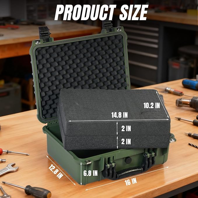 Jack Boss 16x 12.8x 6.8 Inch Hard Case, Portable Weather Waterproof Protective - Image 2