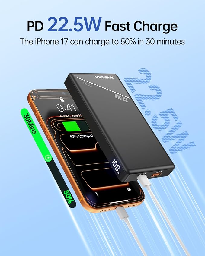 GENSROCK 2 Pack Portable Charger Power Bank 10000mAh, PD 22.5W Fast Charging - Image 2