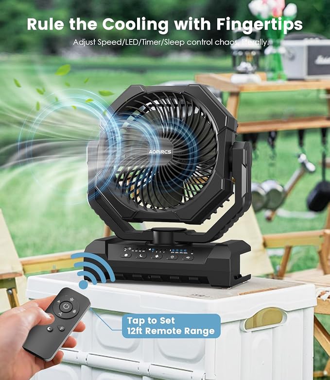 Camping Fan Rechargeable, 60H Long-Lasting Battery Powered Fan - Image 4