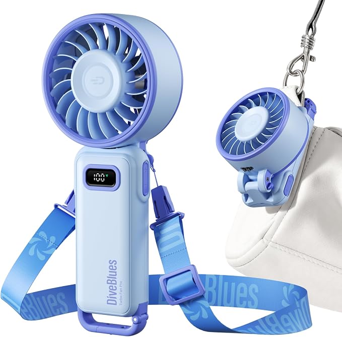 Diveblues Portable Turbo Fan, 100 Speed Handheld Fan by Diveblues