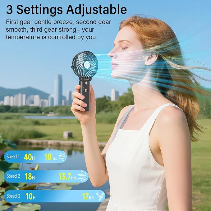 HandFan 10400mAh Handheld Fan Rechargeable, 40Hrs Long-Lasted Hand Fan - Image 4
