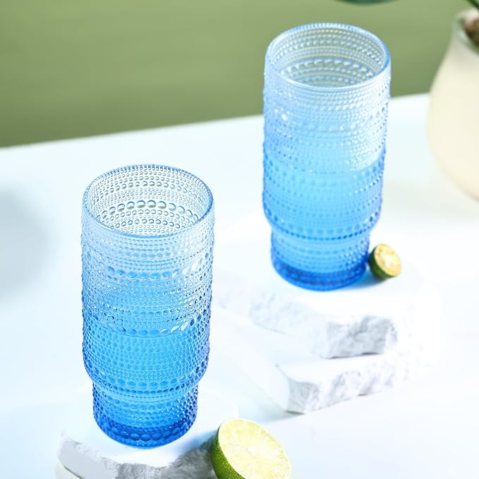 Large Capacity 16 oz Hobnail Drinking Glasses Set of 6, Vintage Glassware - Image 7