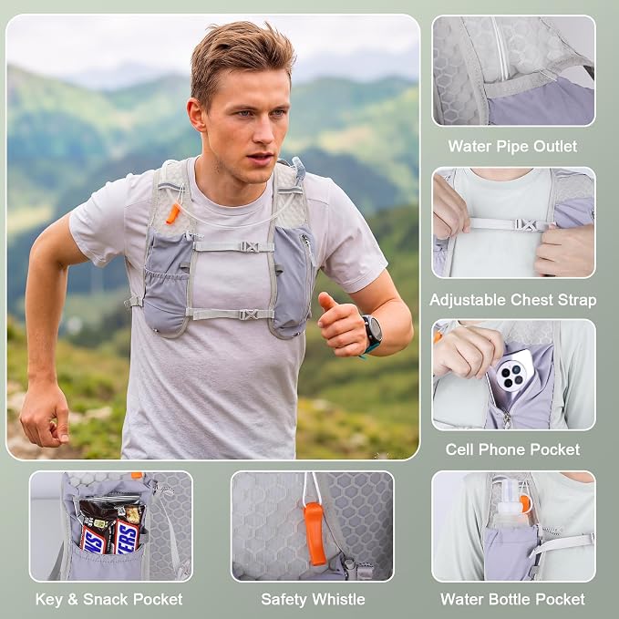 KUYOU Running Vest for Women & Men, Lightweight Hydration Backpack - Image 3