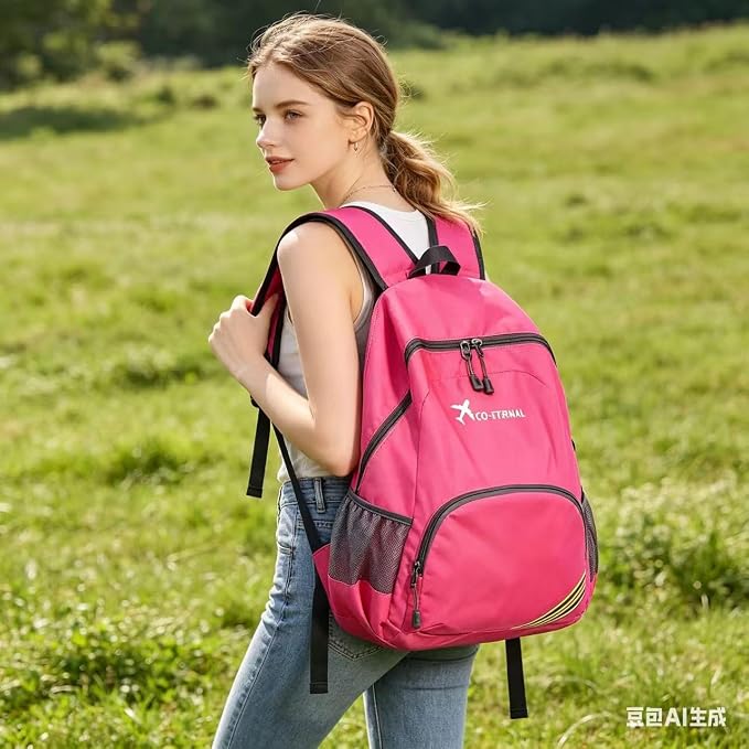 Geboldil Men's and women's waterproof backpack traveling backpack fuchsia - Image 7