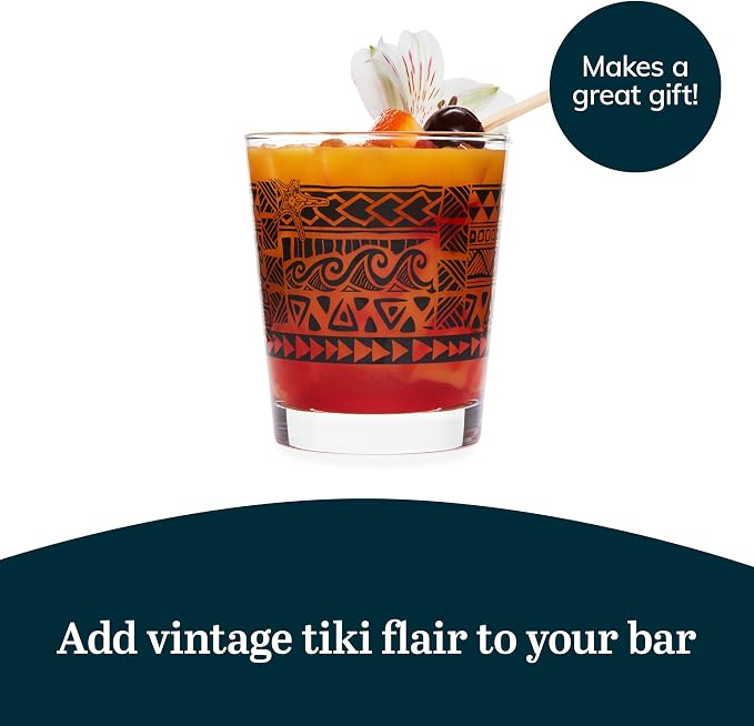 Libbey Tiki Rocks Glasses Set, Vintage-style Glassware Drinking Glasses Set of 4 - Image 5