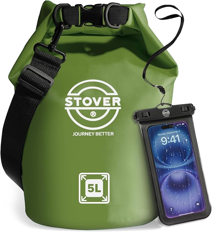STOVER 5/10/25/30/40/55L Waterproof Dry Bag- Roll-Top Backpack w/Phone Case- by STOVER