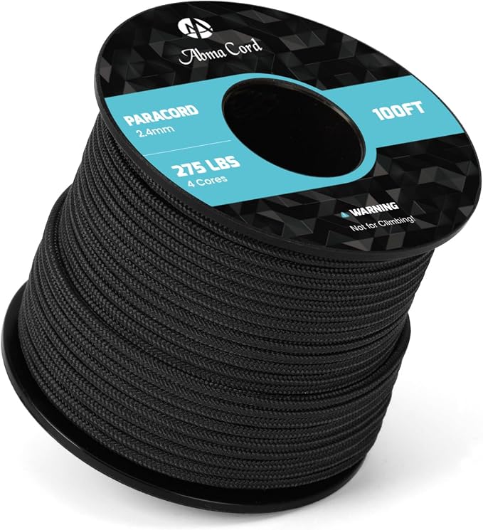 Abma Cord 2.4mm Paracord 275 100ft Nylon Rope 4 Strands Tactical Parachute Cord by Abma+Cord