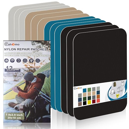Cahomo 7.9x3.9 inch 12 PCS Nylon Repair Patch Nylon Repair Tape Self Adhesive by Cahomo