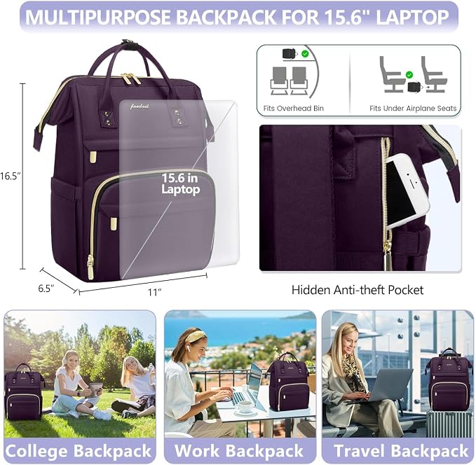 Focdod Laptop Backpack for Women Work Bags - Image 3