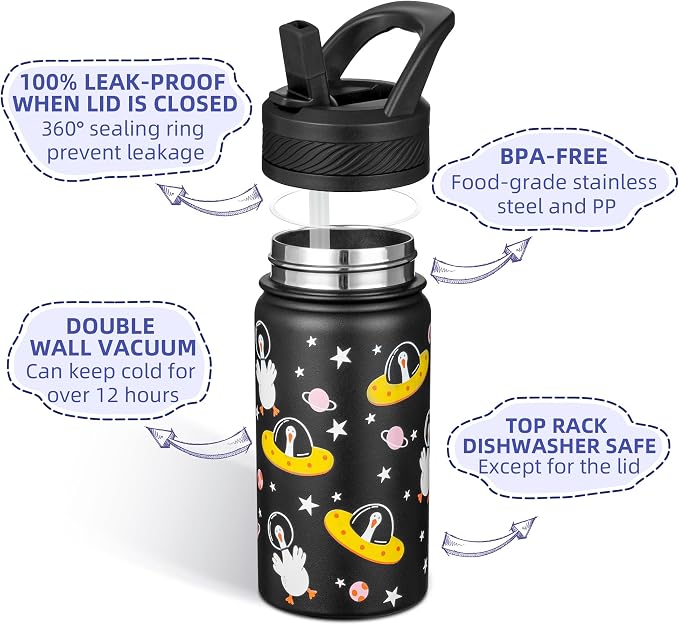 Fanhaw 14 Oz Kids Insulated Water Bottle - Image 2