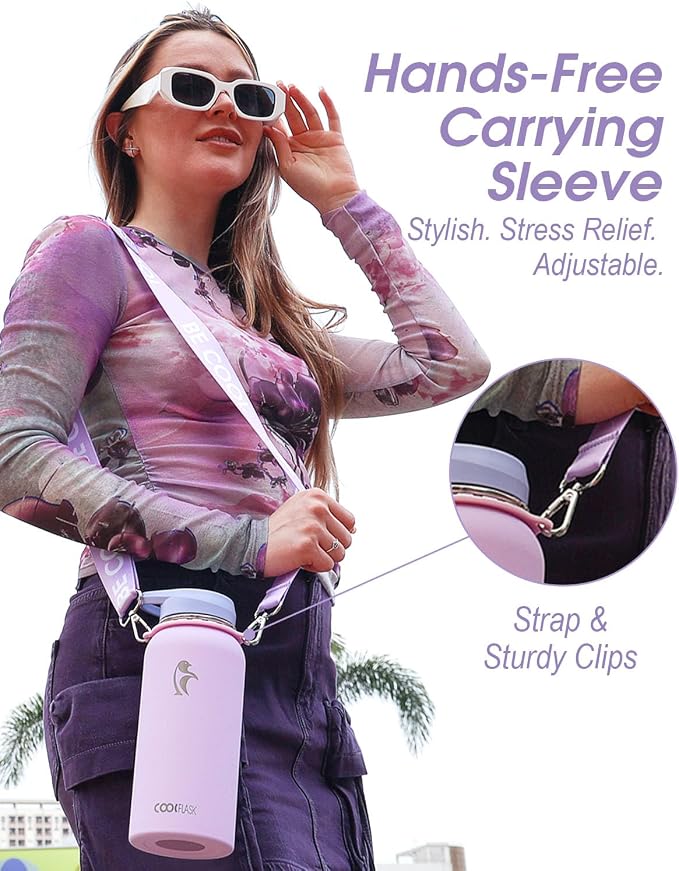 Coolflask Water Bottle with Straw, 32 oz Insulated Metal Water Flask with Straw - Image 6