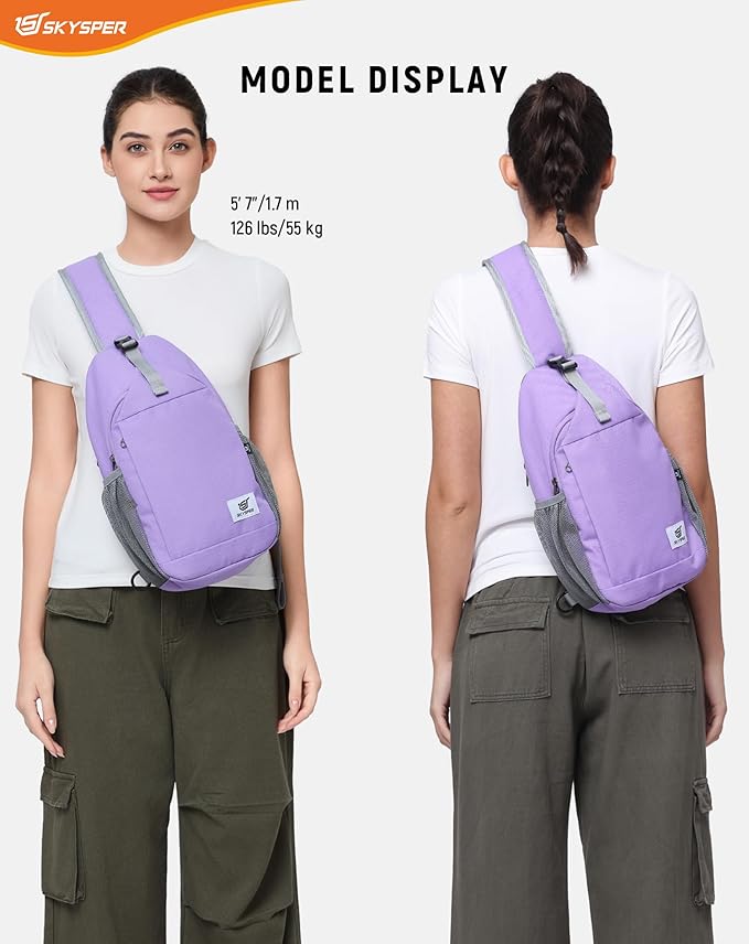SKYSPER Sling Bag RFID Cross Body Bag Recycled Crossbody Backpack Travel Daypack - Image 6