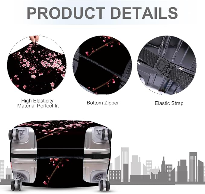 ANNA QUEEN Cherry Blossom Luggage Cover, Elegant Pink Sakura Design Suitcase - Image 4