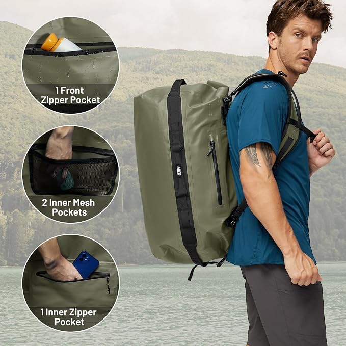 MIER Waterproof Duffel Bag Motorcycle Dry Bag Backpack Large Roll-Top Heavy - Image 3