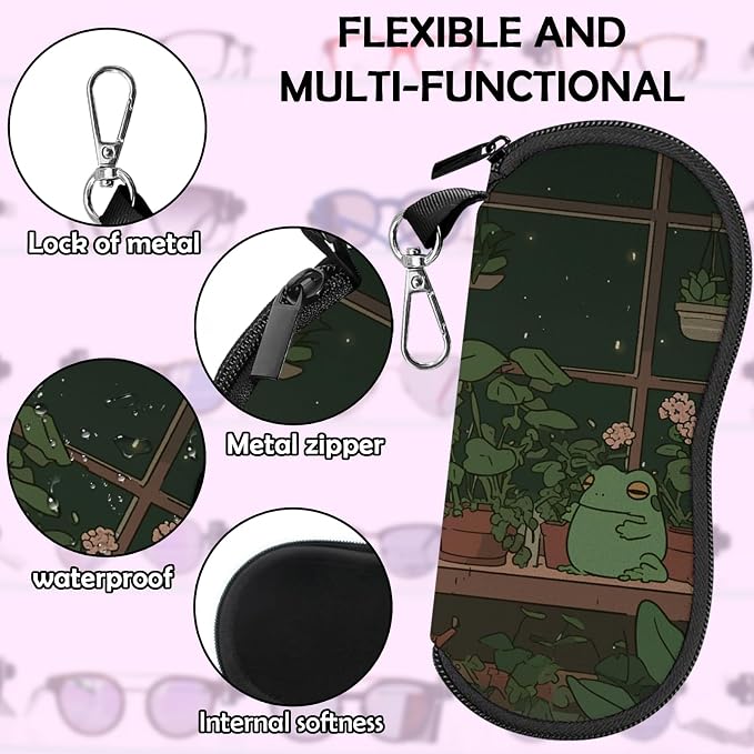 Glasses Case Sunglasses Eyeglass Soft Case Zipper Light Neoprene Pouch - Image 4