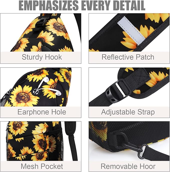 Pritent Crossbody Bags for Women Men Trendy Sling Bag Backpack Casual Chest Bag - Image 5