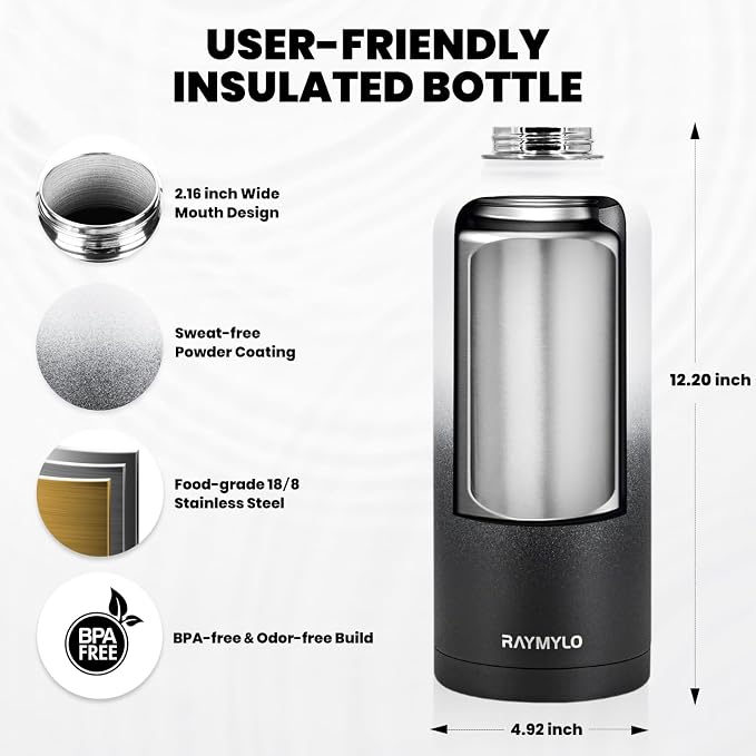 RAYMYLO Insulated Water Bottle 87 oz, Triple Wall Vacuum Stainless Steel - Image 5