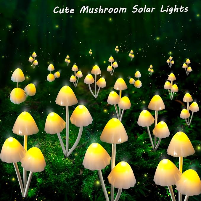 Solar Mushroom Lights for Outside, Unique Mushroom Garden Decor Gifts, Cute - Image 2