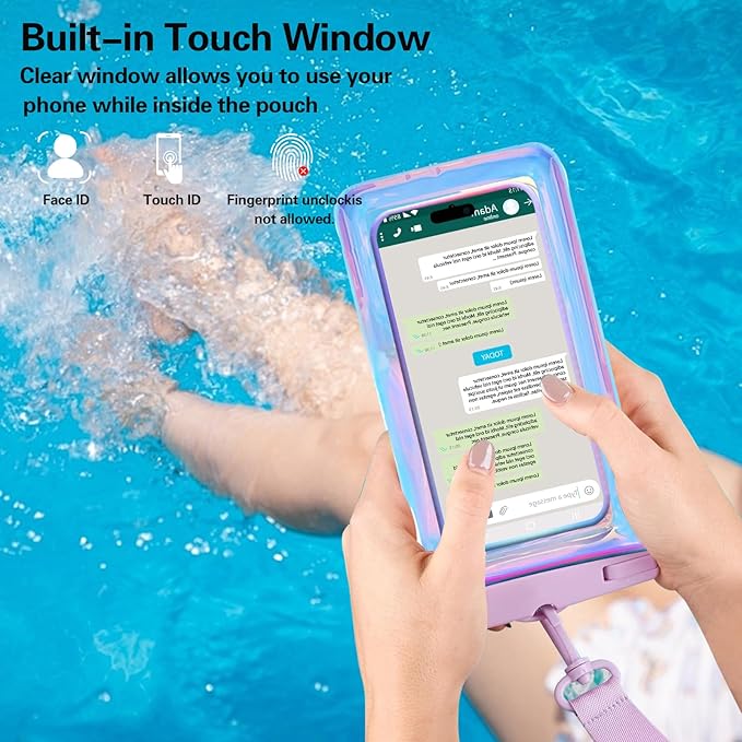Up to 8.3" 2 Pack Iridescence Universal Waterproof Phone Pouch, Large Phone - Image 5