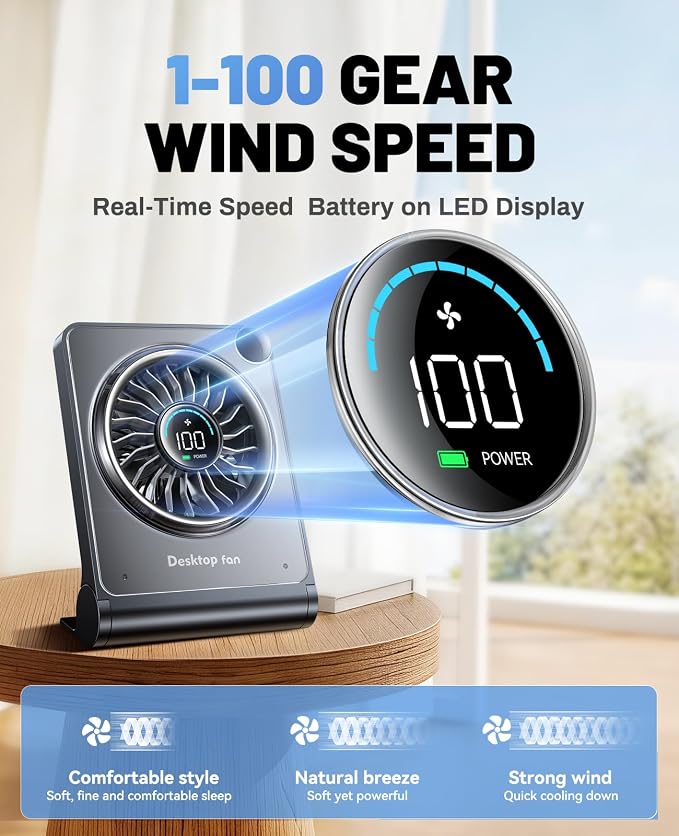 Small Desk Fan, Quiet Portable Table Fan - Image 4