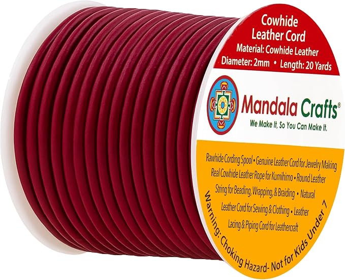 Mandala Crafts Round Genuine Burgundy Leather Cord by MandalaCrafts