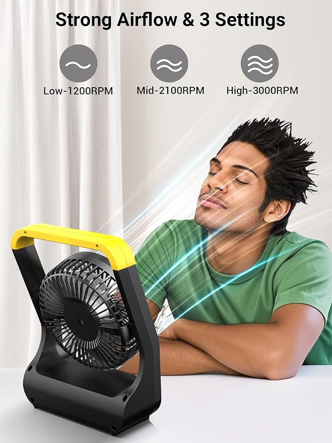 Gazeled Battery Powered Fan, Long Lasting Battery Operated Fans - Image 4