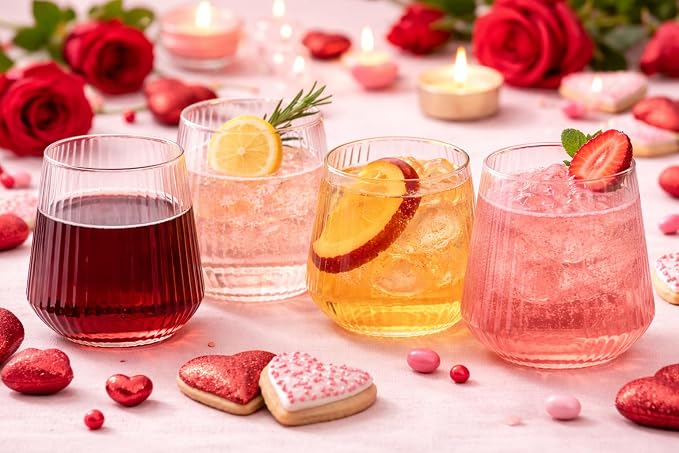 Oojami 40 Pack Pink Ribbed Plastic Wine Glasses 12 oz - Image 2