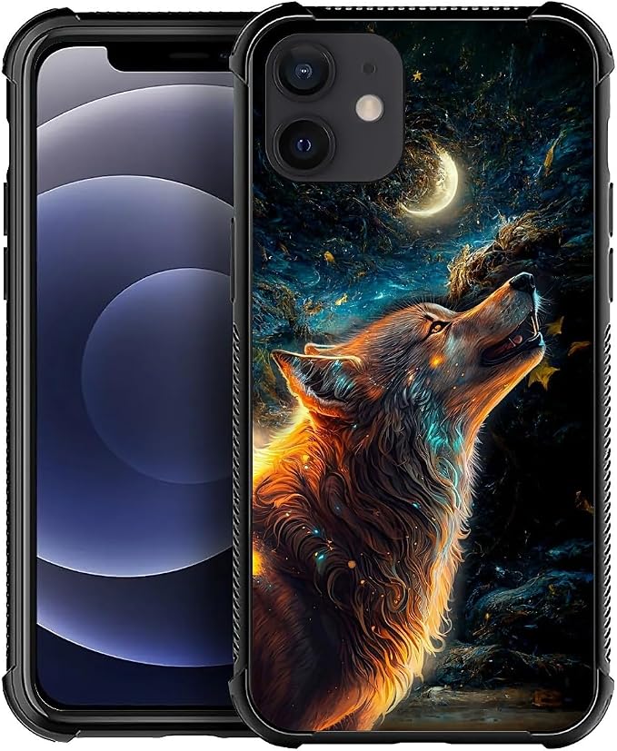 for iPhone 11 Case, Star Cave Hungry Wolf Pattern Graphic Design Girl Boy Soft by FKBRCL4U