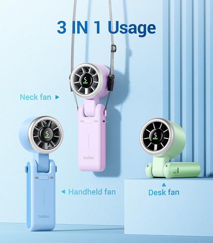 Diveblues Portable Handheld Turbo Fan, 5 Gear Wind, Battery Operated, 3 IN 1 - Image 3