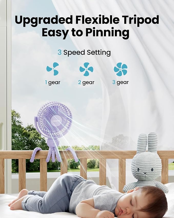 Gaiatop Mini Electric Fan with 360 Rotation, 5.5mm Gaps, Rechargeable Battery - Image 3