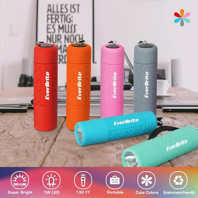 EverBrite 6-Pack Mini Flashlight Set, Small Multicolor Flashlights - Image 2