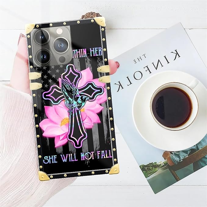 Compatible with iPhone 15 Pro Max Case, Praying Cross Hands Luxury Golden - Image 7