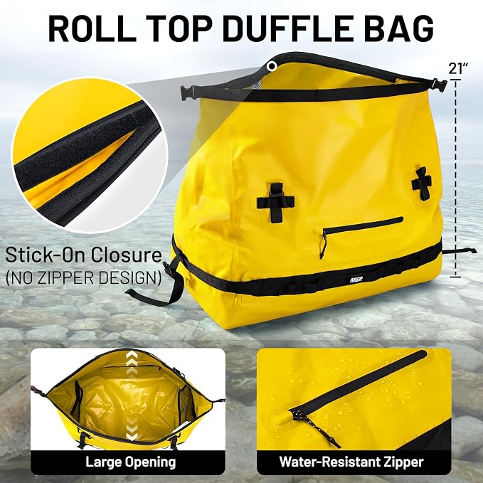 MIER Waterproof Duffel Bag Motorcycle Dry Bag Backpack Large Roll-Top Heavy - Image 4