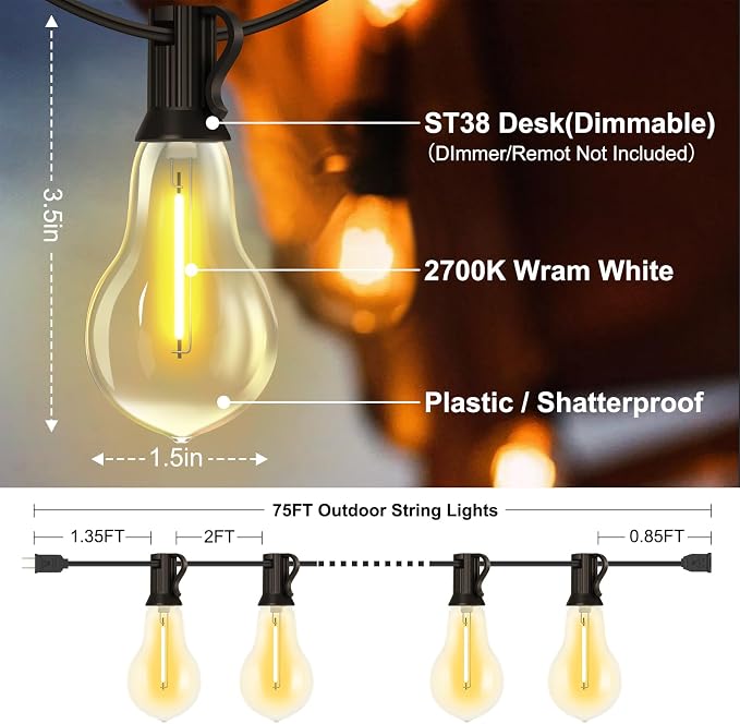 75FT Outdoor String Lights - Image 6
