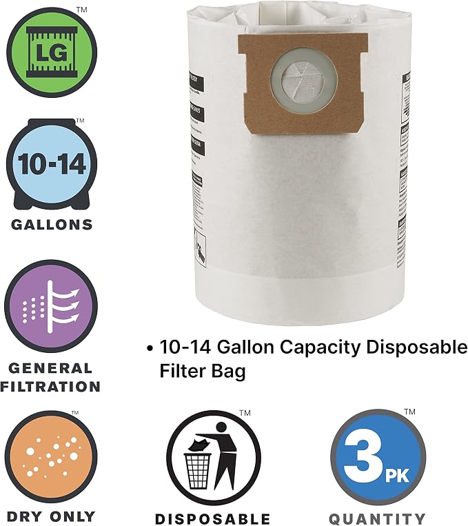 Shop-Vac 9066233 Disposable Filter Bags, Fits 10-14 Gallon Vacs, - Image 2