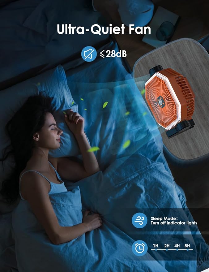 Battery Powered 9-Inch Rechargeable Portable Fan - 10000mAh Auto Oscillation - Image 5