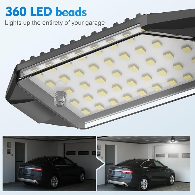 TANBABY 2 Pack LED Garage Lights, 250W Deformable Garage Light Bulb, Total - Image 2