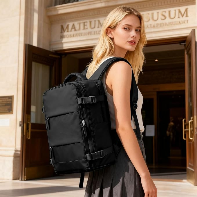 coofay Large Black Travel Backpack - Image 3