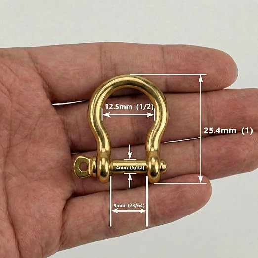 Gold 5/32" Bow Shackle, 5 Pack - Image 2